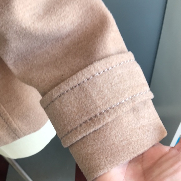 H&M tan button up peacoat size 0 neutral trendy closet staple office career - Picture 7 of 13